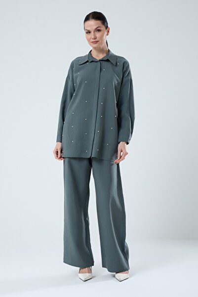 Jupe Kadın Taş Aksesuarlı Tensel Kupra Takım 8593