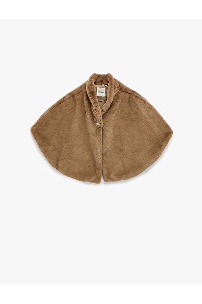 Koton Dik Yaka Oversize Suni Kürk Pelerin Bolero