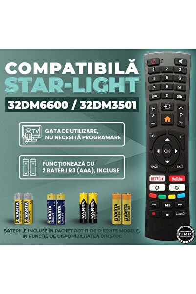 temix Telecomanda compatibila Star-Light, 32DM6600, 32DM3501, TEMIX®, baterii incluse