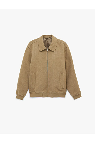 Koton Jachetă bomber cu mâneci lungi, buzunare, cu fermoar, cu guler cămașă, ...