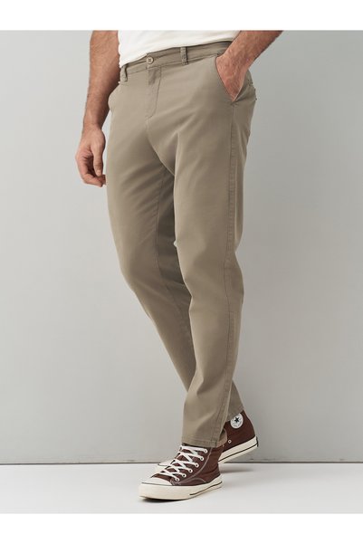 muzzo jeans High Waist Cotton Beige Chino Trousers