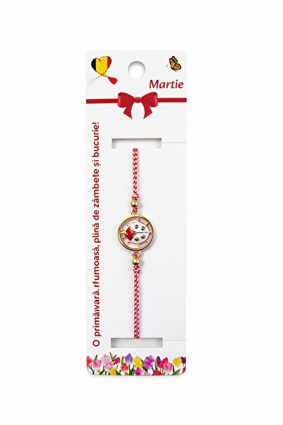 OEM Set of 12 martisor bracelets with round ladybug, red and white string, in...