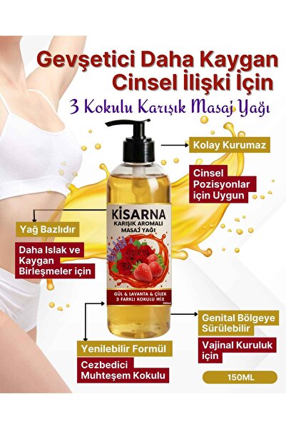 Kisarna Yenilebilir Masaj Yağı Gül Lavanta Çilek Karışık Aromatik Kayganlık 1...