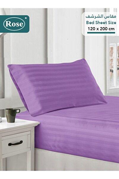 Rose Hotel Stripe Fitted Sheet & Pillowcase(s) Set, Premium Microfiber, Singl...