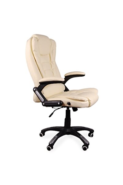 Mobplayers Scaun de birou Brandon culoare Crem cu Masaj, Piele, Functie "Sezl...