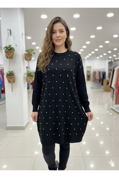 Nefise Önü Taşlı Triko Tunik
