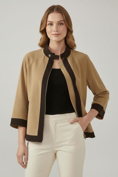 Deriderim Margaret Vizon Kahve Biyeli Perfore Kadın Hakiki Süet Ceket