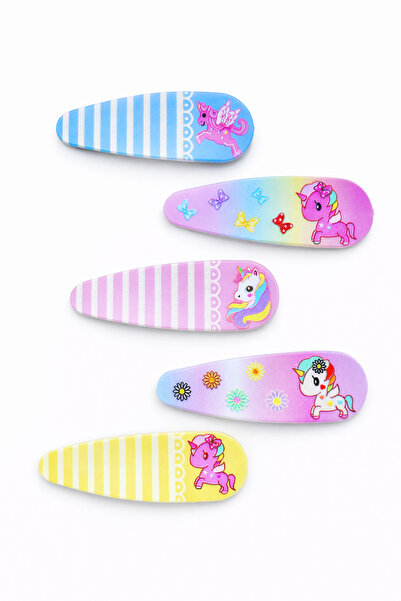SHEKER HOME Sheker Accessories Unicorn Figürlü Çıtçıt Toka Seti – 5 Adet