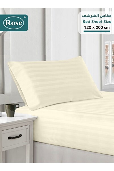 Rose Hotel Stripe Fitted Sheet & Pillowcase(s) Set, Premium Microfiber, Singl...