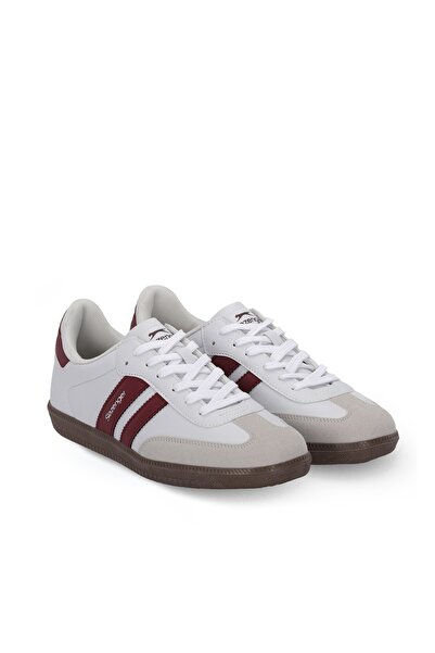 Slazenger White Burgundy Lace-Up Casual Sports Shoes Comfortable Sneaker White