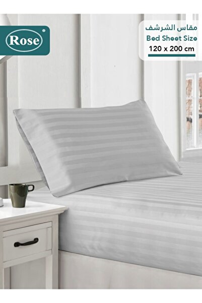 Rose Hotel Stripe Fitted Sheet & Pillowcase(s) Set, Premium Microfiber, Singl...