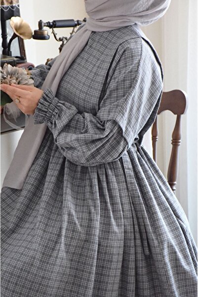 EMİNOS BUTİK Gingham Side Tie Dress