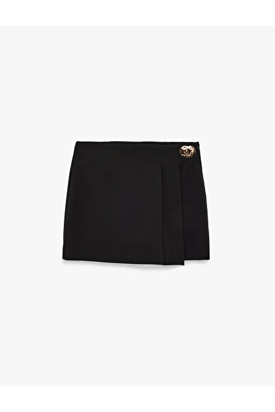 Koton Double-Breasted Mini Short Skirt with Metal Accessories