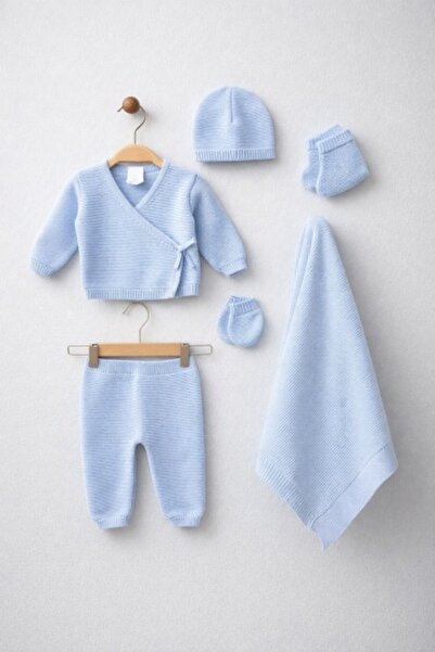 Superbaby Set bebelusi 6 piese tricotate, culoare bleu