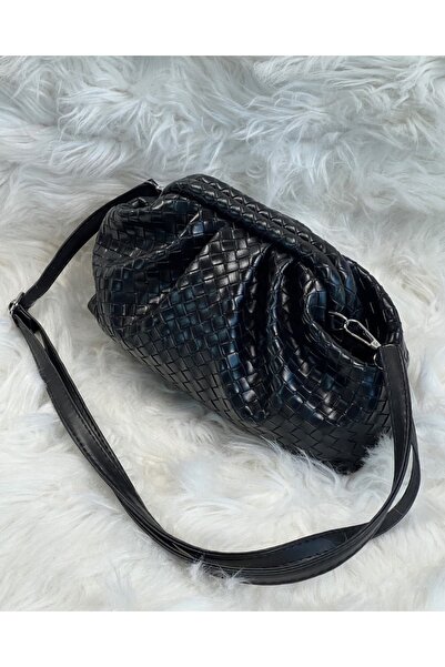 unique rain Geantă neagră tip clutch cu model tricotat cu textură naturală pe...