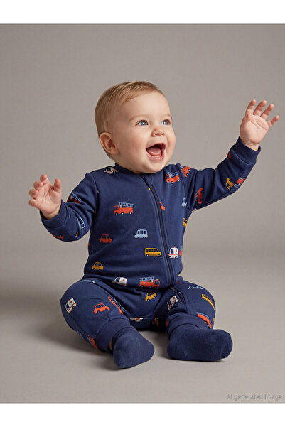 LC Waikiki Navy Blue 2.5 Tog Crew Neck Long Sleeve Baby Boy Sleeping Bag