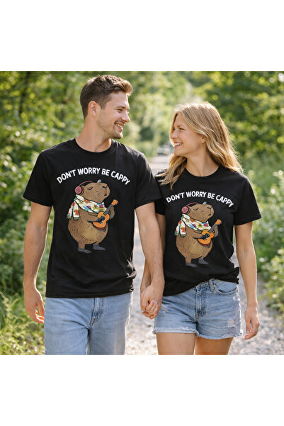 OEM Tricou unisex cu imprimeu capybara „Dont worry be cappy”, TIPO-ART