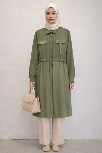 GARNİ Tunic with Chiffon Pleated Detail on the Bottom