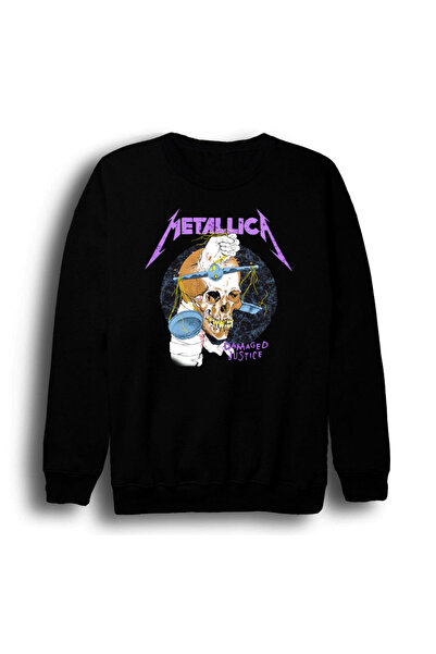 fame-stoned Μαύρο φούτερ με στάμπα Metallica, Unisex, 100% βαμβάκι, με λαιμόκοψη