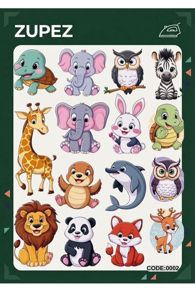 zupez Hayvan Temalı Ütüyle Yapışan Transfer Baskı, Çocuklar İçin Sevimli Sticker