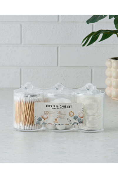 REDTAG مجموعة مناديل قطنية بيضاء ومسحات وكرات