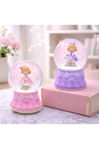 Store Işıklı Müzikli Prenses Figürlü Kar Küresi 13x8 cm | Orta Boy Dekoratif ...