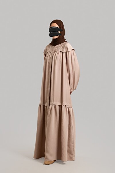 Lemaye Sare Modal Elbise - Taş