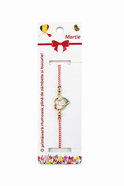 OEM Set of 12 martisor bracelets with stylized snowdrop, red and white string...