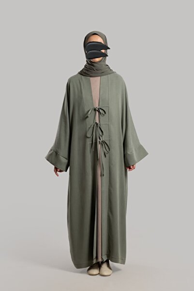 Lemaye Fiyonklu Kupra Abaya - Soft Yeşil