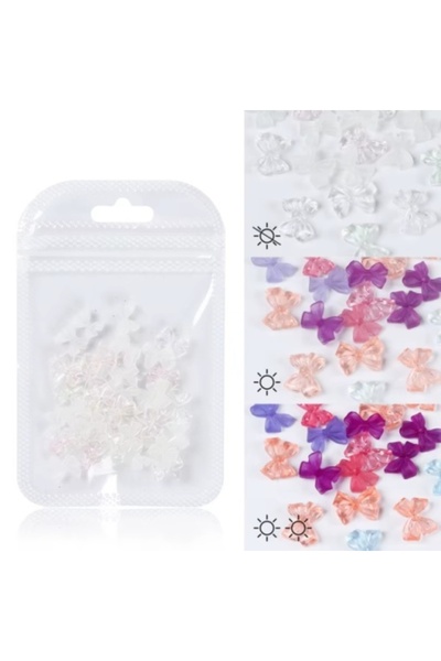 Pink Nails 3D Nail Art Bow Set UV Glow Mini