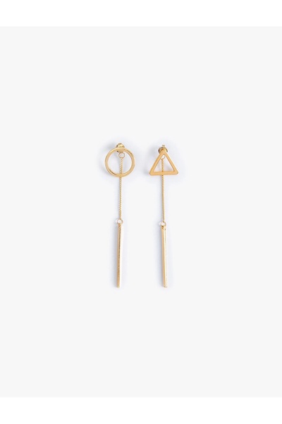 Koton Women's Geometric Earrings with Chain Detail