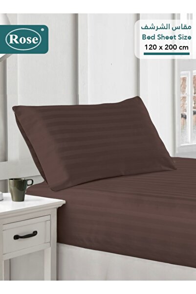 Rose Hotel Stripe Fitted Sheet & Pillowcase(s) Set, Premium Microfiber, Singl...