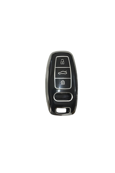 AutoHan Keys غطاء مفتاح أودي، أسود فضي لموديلات A3، A6L، A7، A8، Q8، E-Tron، ...