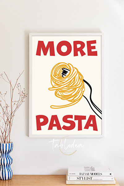 tablodea More Pasta Italian Style Line Art Kitchen Decor Framed Poster, Td Sp...