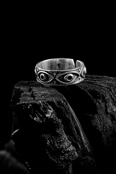 Ricco Jewellery 925 Ayar Gümüş Grim Eyes Erkek Yüzük