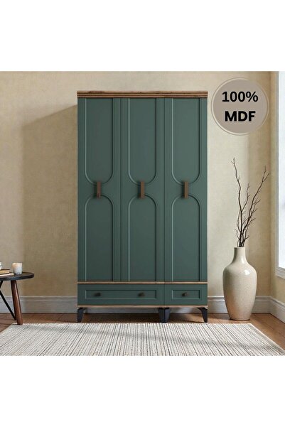 Flances Laçin 3 Kapaklı Çekmeceli MDF Gardırop