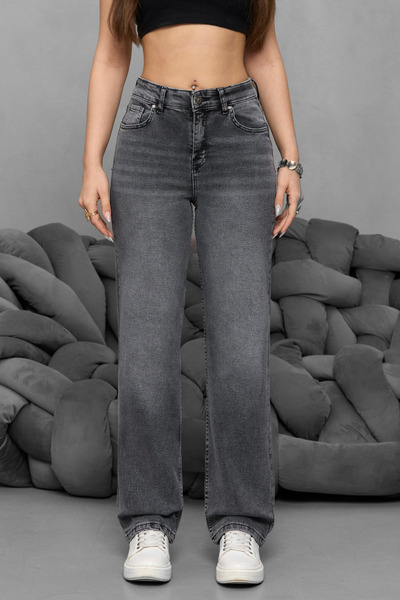 BİKELİFE Women's High Waist Flared Straight Fit Jeans