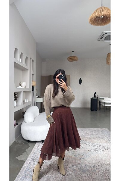 Buket Teke Tile Patterned Asymmetrical Kiloş Premium Skirt