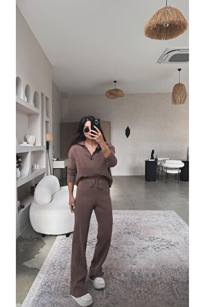 Buket Teke Camel Half Zipper Corded Fabric Basic Set