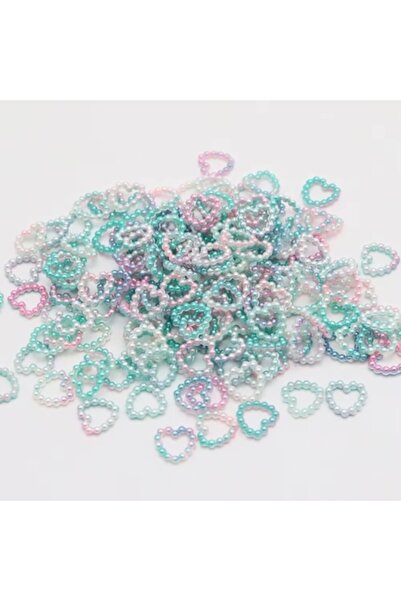 Pink Nails 3D Heart Set Pastel Turquoise Beads