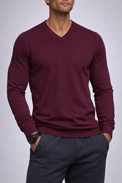 COMBİNE MİCHAİL Pulover tricotat pentru bărbați, cu mânecă lungă, decolteu în...