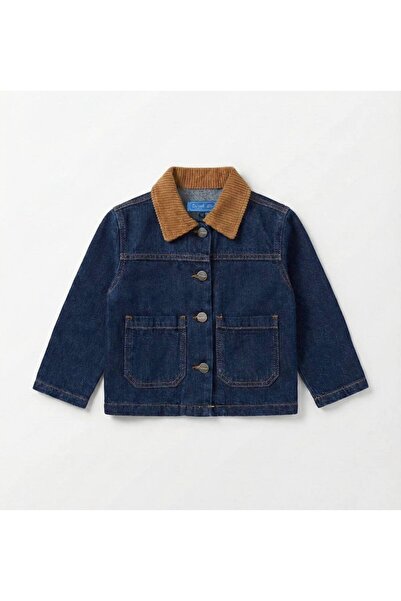 NOBLEKIDS La Ciel Paris – Navy Blue Denim Jacket with Velvet Collar, Unisex, ...