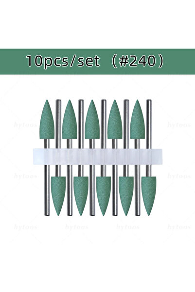 Choice1 Green(10Pcs) HYTOOS 6*16mm Cone Silicone Nail Drill Bits 3/32" Pedicu...
