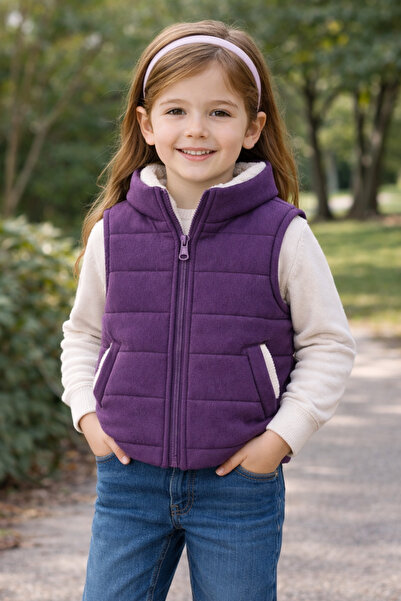incitanem bayb kids mor içi welsoft fermuarlı kışlık yelek