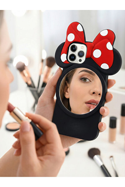 OSG iPhone 15 Pro Max Compatible Mirrored Cute Ear Shock-Absorbing Silicone Case