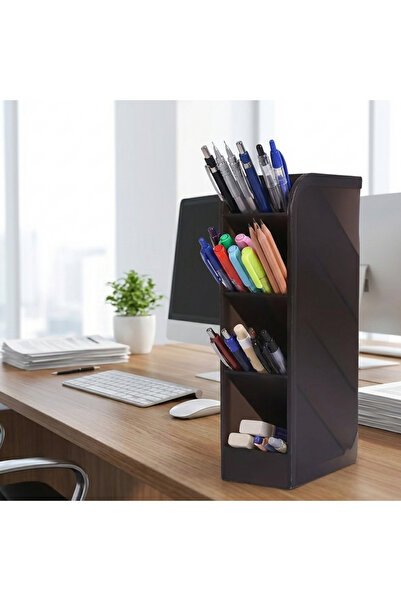 Generic Slim 4-Tier Slanted Desktop Organizer –Stationery & Makeup Brush Hold...