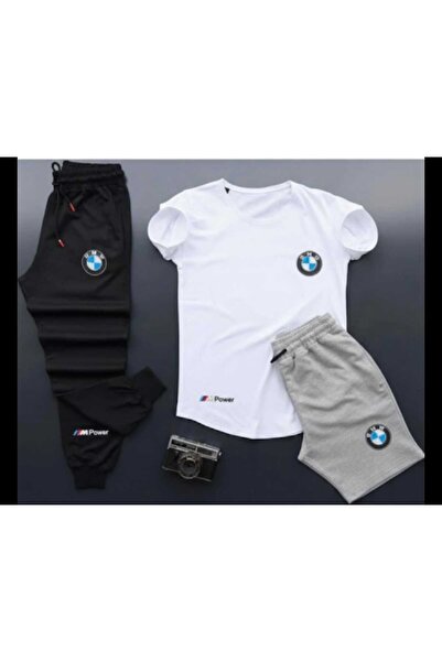 özcstore طقم 3 قطع تي شيرت وبنطلون رياضي وشورت بي إم دبليو باور للنساء / الرجال