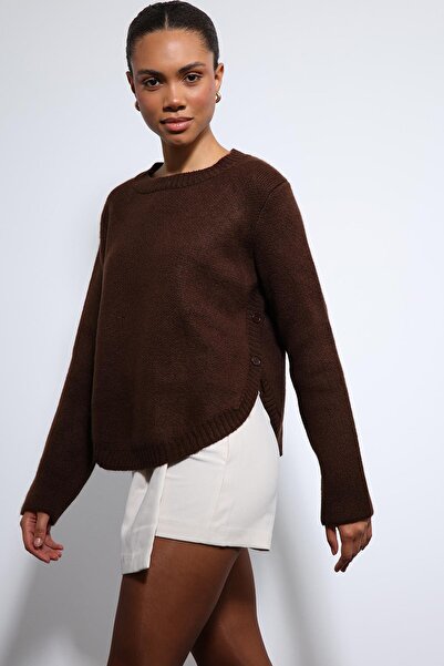 Antioch Brown Button Detailed Knit Sweater