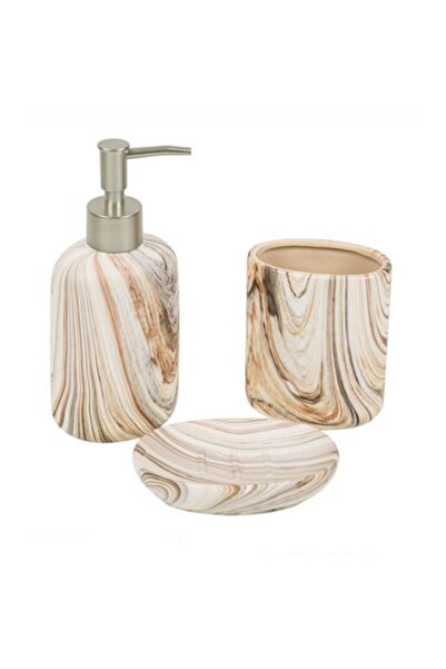 OEM Bathroom Set, Wood Effect, Ceramic, 3 Pieces