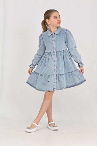 OUTLET Çiçek desenli kot elbise